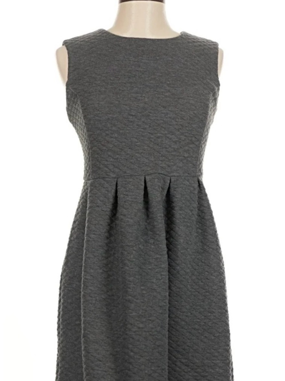 LOFT Charcoal Textured Pleated Sleeveless Midi Dress‎